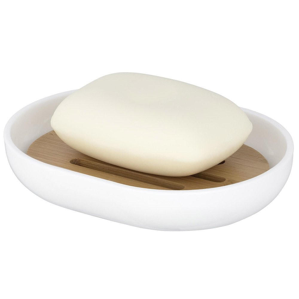 SEIFENSCHALE Bambus Kunststoff - Weiß, Naturmaterialien (9/2.5/12.5cm)