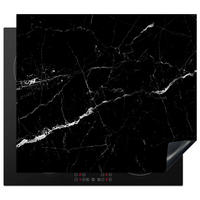 HERABDECKPLATTE - Marmoroptik - Schwarz - Luxus - 60x50 - Grau, Kunststoff (60/50/0.2cm) - MuchoWow