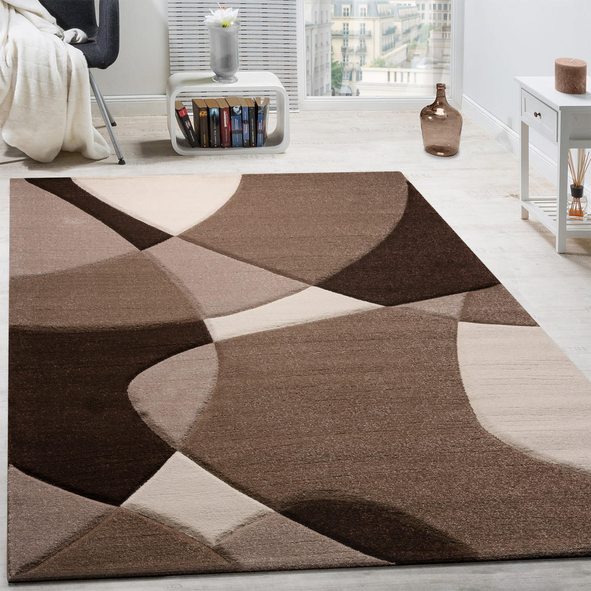 TEPPICH Kurzflor Abstrakt Wohnzimmer schmutzabweisend Braun Rechteckig 200x290 - Braun, Textil (200/290cm) - KADIMA DESIGN