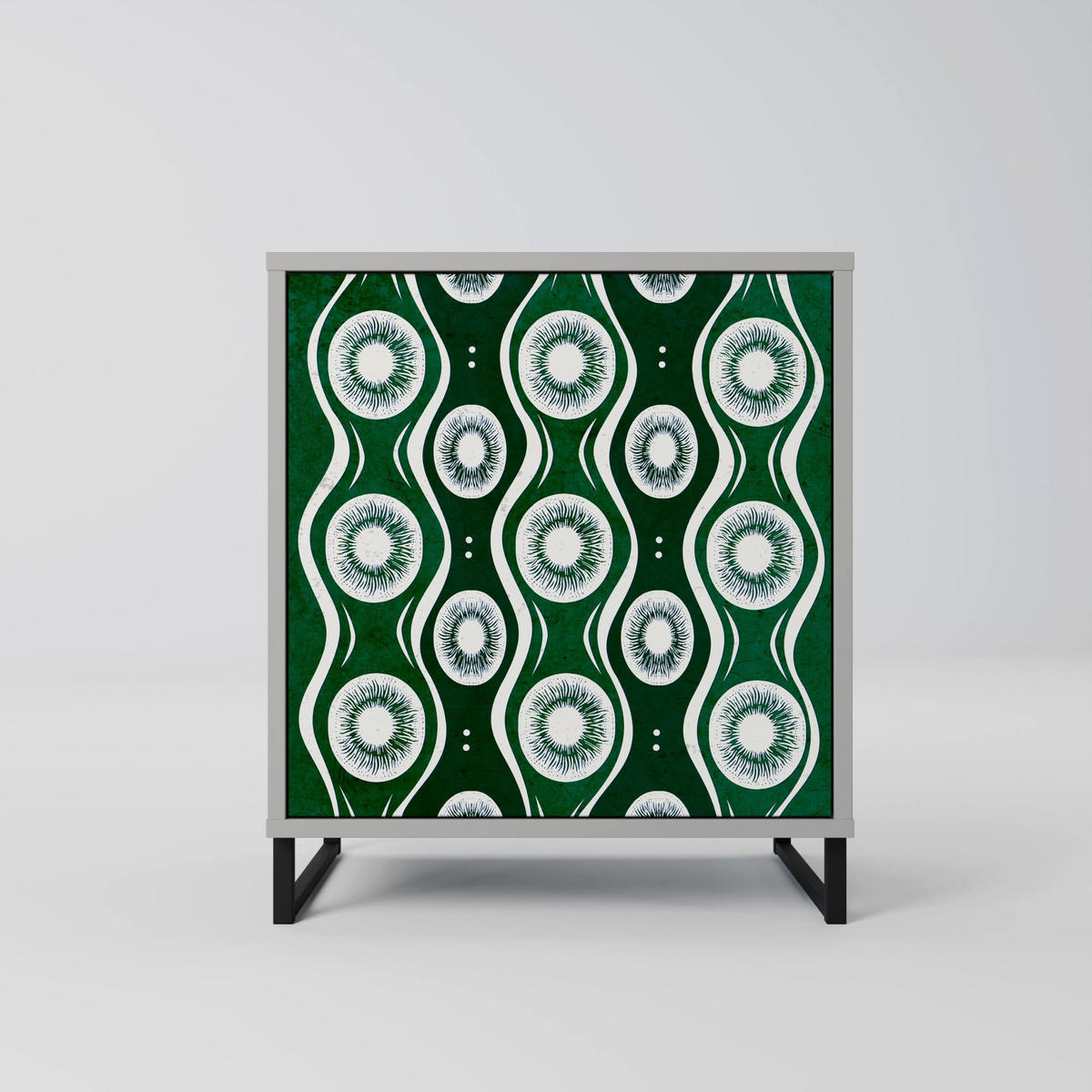 SIDEBOARD GREEN EYES, Grau, 57,5x42x77,5 cm, Schräge Buchenholzfüße - Buchefarben/Multicolor, Holzwerkstoff/Buchenholz (57.5/77.5/42cm) - SpaceRebels