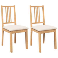 ESSZIMMERSTÜHLE Mit Kissen 2Er Set Natur Massivholz Gummibaum - Braun, Holz (47.5/89/40cm) - vidaXL