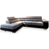 ROHOVÁ SEDAČKA SELVA světle šedá - stříbrná/světle šedá, dřevo/kompozitní dřevo (275/202cm) - MASSENO