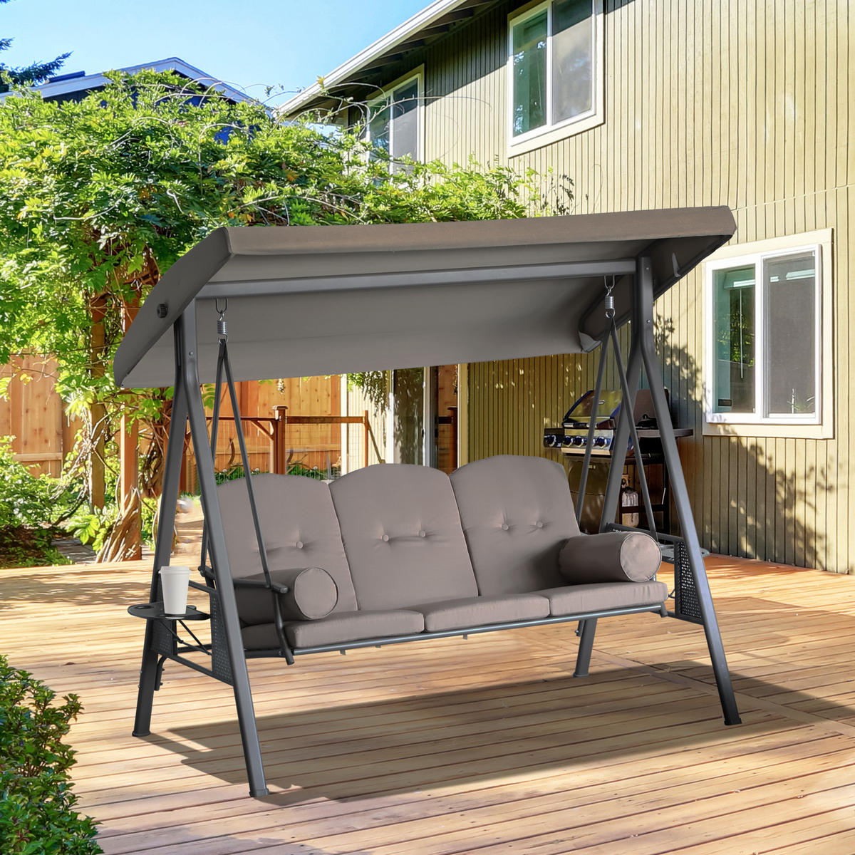 HOLLYWOODSCHAUKEL Beige 3-Sitzer - Beige, Metall (307.34/436.88/528.32cm) - PANGIVO