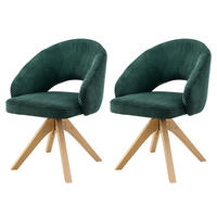 ESSZIMMERSTÜHLE 2er-Set Drehbar Samt Massivholz Retro-Stil - Dunkelgrün, Textil (46/84/49cm) - Urban Meuble