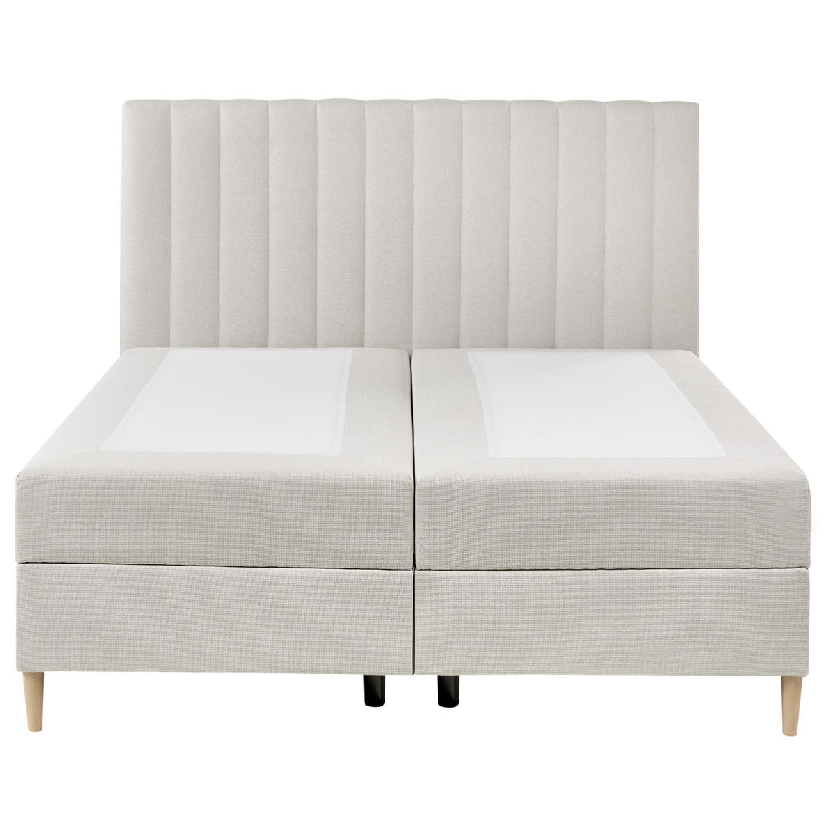 BOXSPRINGBETT mit Stauraum 160/200 cm Stoff Hellbraun Officer - Hellbraun, Textil (160/200cm) - Beliani