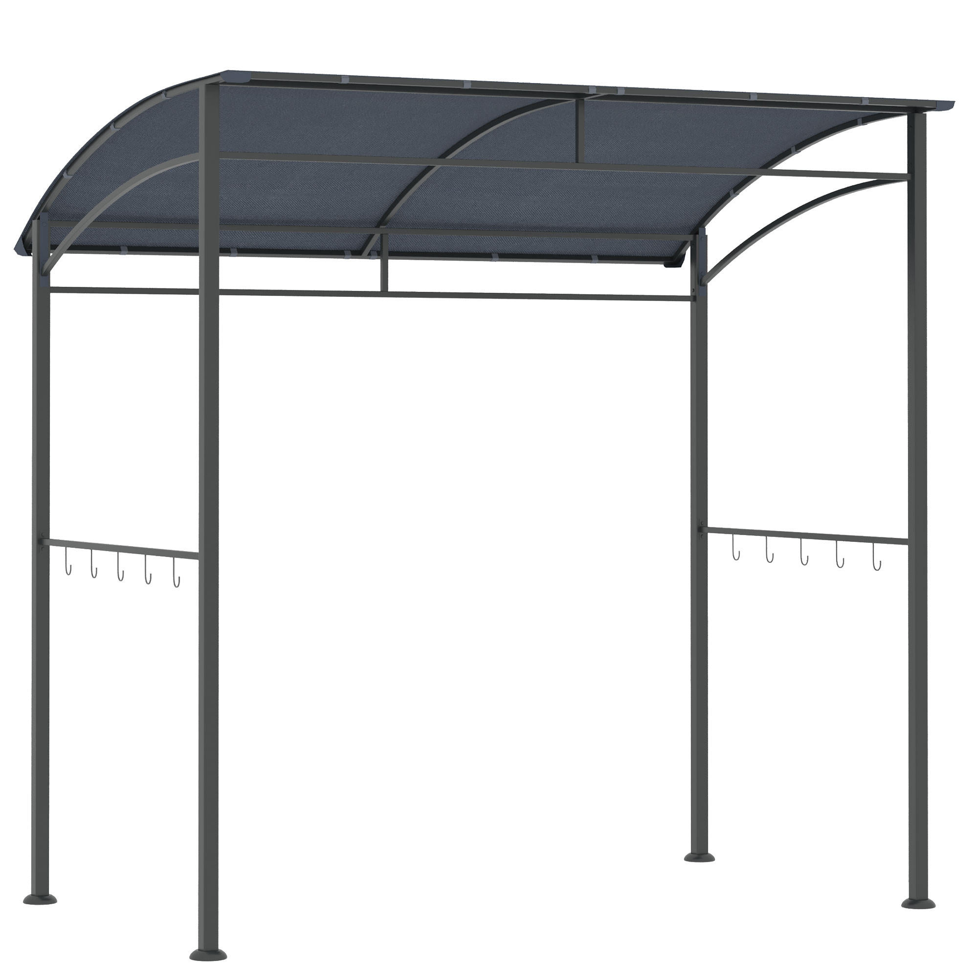 GRILLPAVILLON Polyester Grau+Schwarz - Schwarz/Grau, Kunststoff/Metall (150/220/215cm) - Outsunny