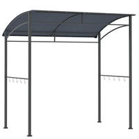 GRILLPAVILLON Polyester Grau+Schwarz - Schwarz/Grau, Kunststoff/Metall (150/220/215cm) - Outsunny