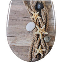 WC SITZ mit Absenkautomatik, Hemp Rope Starfish Oval - Hellbraun/Weiß, Kunststoff (37/2.51/45cm) - Woltu