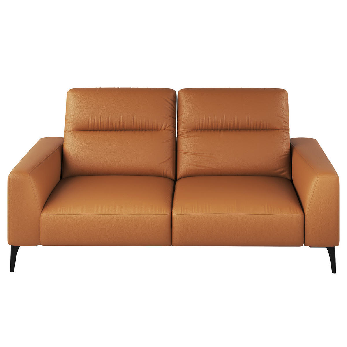 2-SITZER SOFA - Cognac/Schwarz, Leder/Metall (170/73/107cm) - home24