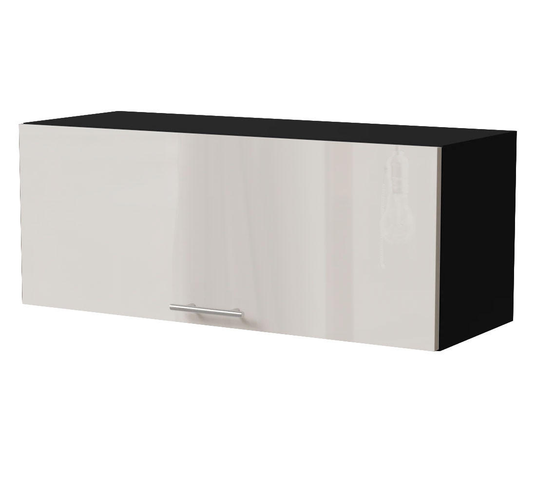 KLAPPHÄNGESCHRANK Brerra W4B/90 Schwarz / RAL 9001 creme Hochglanz 90 / 32,5 / 36cm mit Gasdruckdämpfer - Creme/Schwarz, Holz/Holzwerkstoff (90/36/32.5cm) - Feldmann-Wohnen