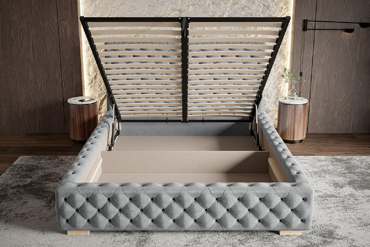 POLSTERBETT 200x200 mit Bettkasten Adonis, Glamour, Rot - Rot, Holz/Textil (200/200cm) - Emporius