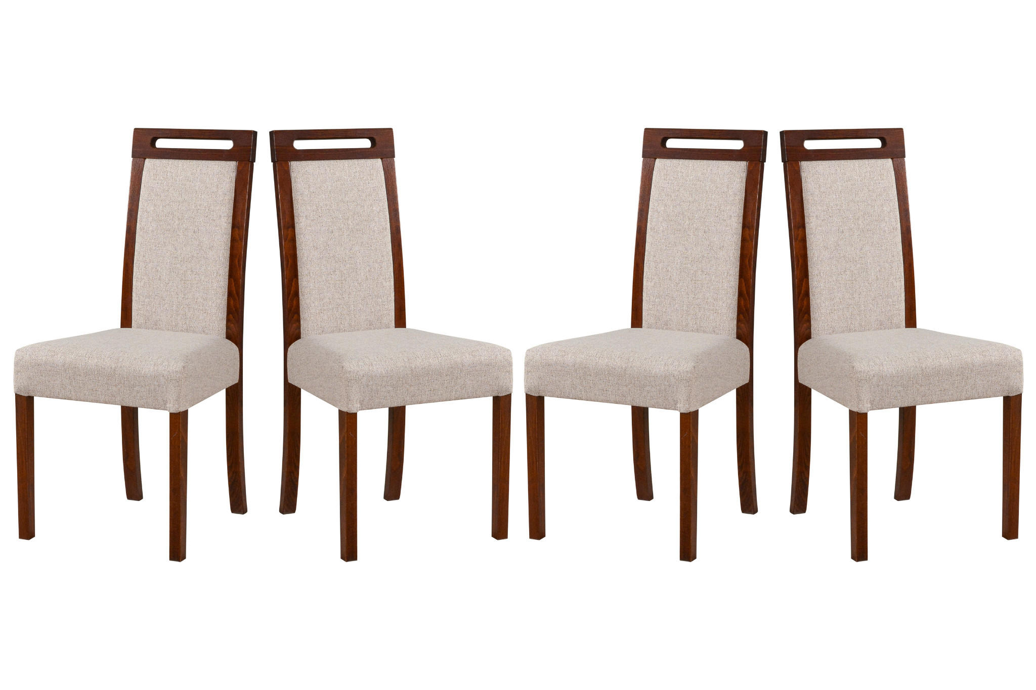 ESSZIMMERSTUHL – Set 4x ROMA 5 nussbaum, neve 13 - Champagner/Nussbaumfarben, Holz (45/96/41cm) - Leaf Design