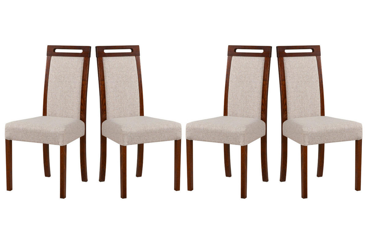 ESSZIMMERSTUHL – Set 4x ROMA 5 nussbaum, neve 13 - Champagner/Nussbaumfarben, Holz (45/96/41cm) - Leaf Design