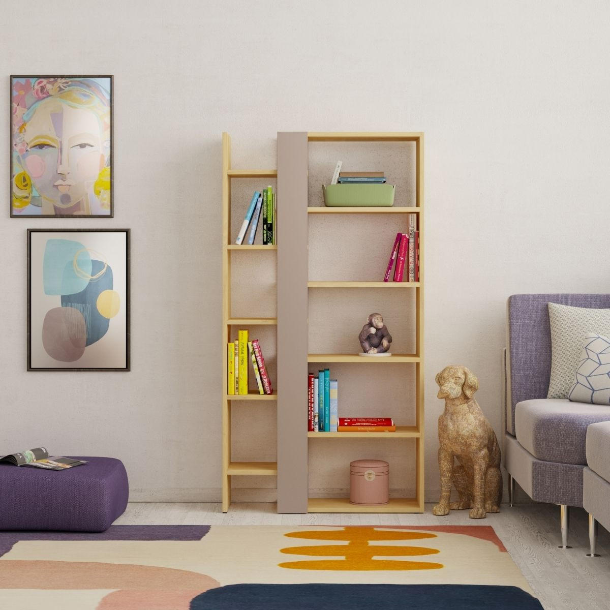 BÜCHERREGAL 5 Ebenen L80 x H152 cm - Axel - Eichefarben, Holzwerkstoff (29.5/152/80cm) - Calicosy