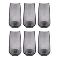 LONGDRINKGLAS (6er Set) Touch Of Gold - Grau, Glas (0.48L) - BUTLERS