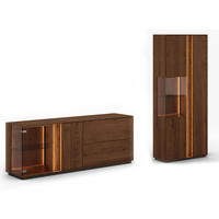 WOHNWAND Collodi Wildeiche Tabak (2-tlg) - Wildeiche/Eichefarben, Holz (249.5/205/43.5cm) - Feldmann-Wohnen