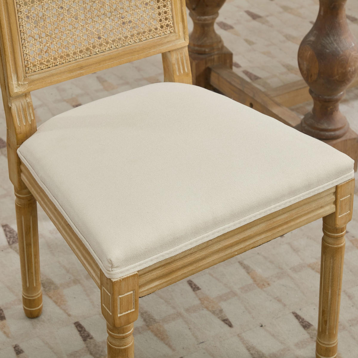 STUHL-SET DE-36376 2 Stück mit Rattan-Rückenlehne Beige - Beige, Holz (50/98.5/53cm) - ComfortXL
