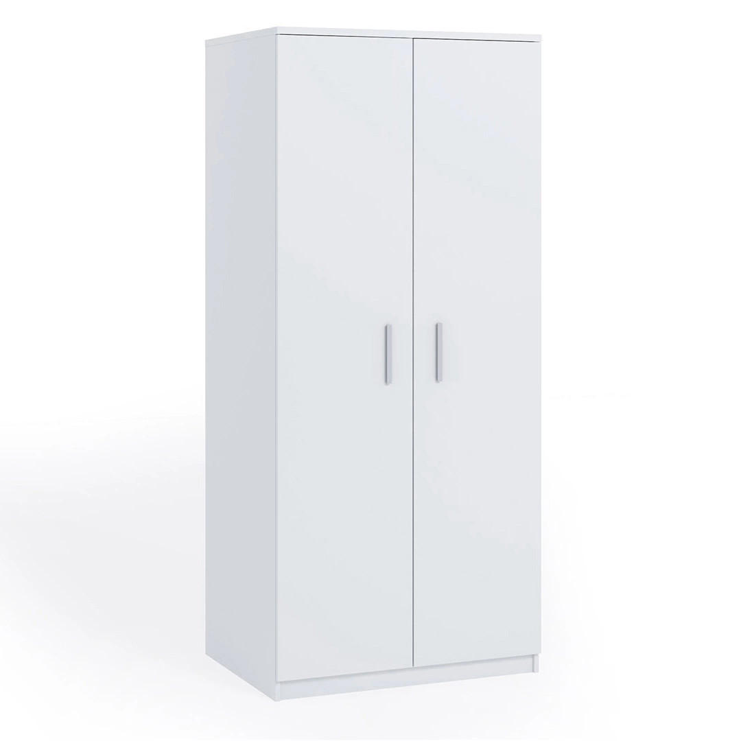 KLEIDERSCHRANK Tamiza 2-türig 90 cm breite - Silberfarben/Weiß, Holzwerkstoff/Kunststoff (90/202/65cm) - Ravio