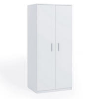 KLEIDERSCHRANK Tamiza 2-türig 90 cm breite - Silberfarben/Weiß, Holzwerkstoff/Kunststoff (90/202/65cm) - Ravio