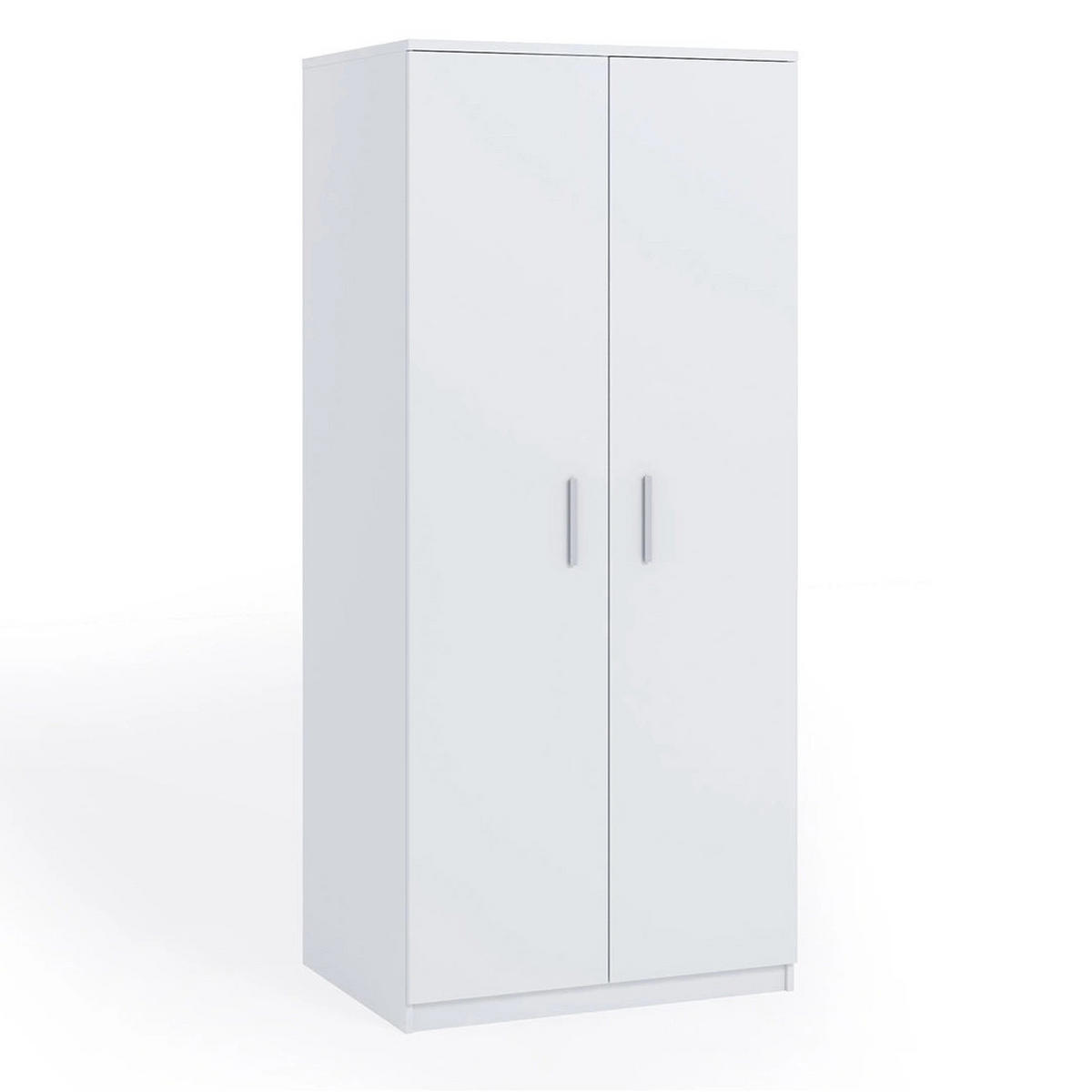 KLEIDERSCHRANK Tamiza 2-türig 90 cm breite - Silberfarben/Weiß, Holzwerkstoff/Kunststoff (90/202/65cm) - Ravio