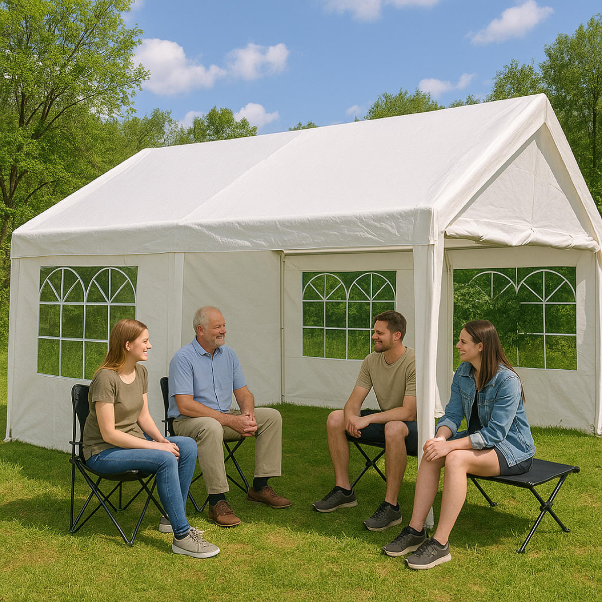 DACHPLANE Livingston - Zeltabdeckung für 3x4 Meter, PVC weiss 480g/m². BxTxH: 400x300x285 cm - Weiß, Kunststoff (400/0.3/300cm) - TPFGarden