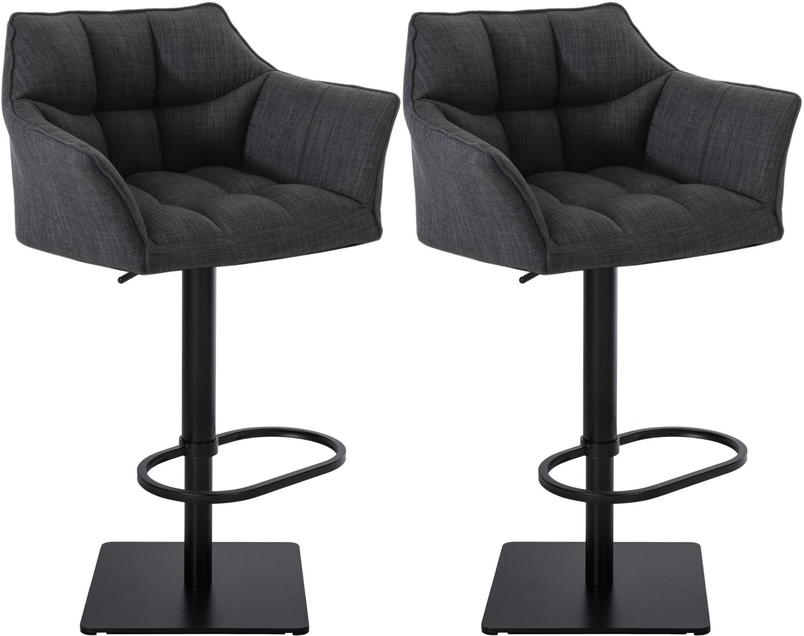 BARHOCKER 2er Set Damaskus Stoff schwarz dunkelgrau - Dunkelgrau/Schwarz, Textil/Metall (64/110/48cm) - TPFLiving