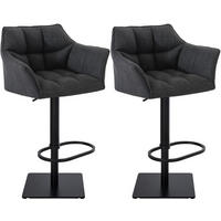 BARHOCKER 2er Set Damaskus Stoff schwarz dunkelgrau - Dunkelgrau/Schwarz, Textil/Metall (64/110/48cm) - TPFLiving