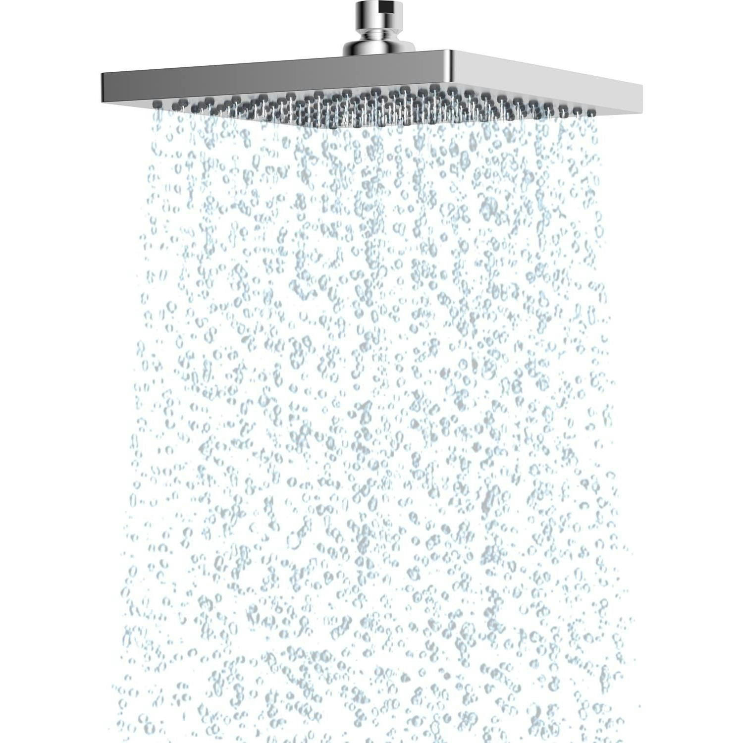 REGENBRAUSE Duschkopf 20 cm Eckig Chrom - Silberfarben, Metall (20/12.7/1.5cm)