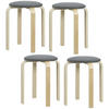 ESSZIMMERHOCKER 4er Set Stapelhocker Runde Hocker, Grau - Grau, Holzwerkstoff (40/45/40cm) - HOMCOM