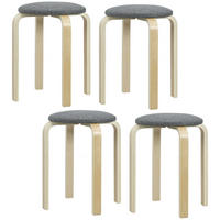 ESSZIMMERHOCKER 4er Set Stapelhocker Runde Hocker, Grau - Grau, Holzwerkstoff (40/45/40cm) - HOMCOM