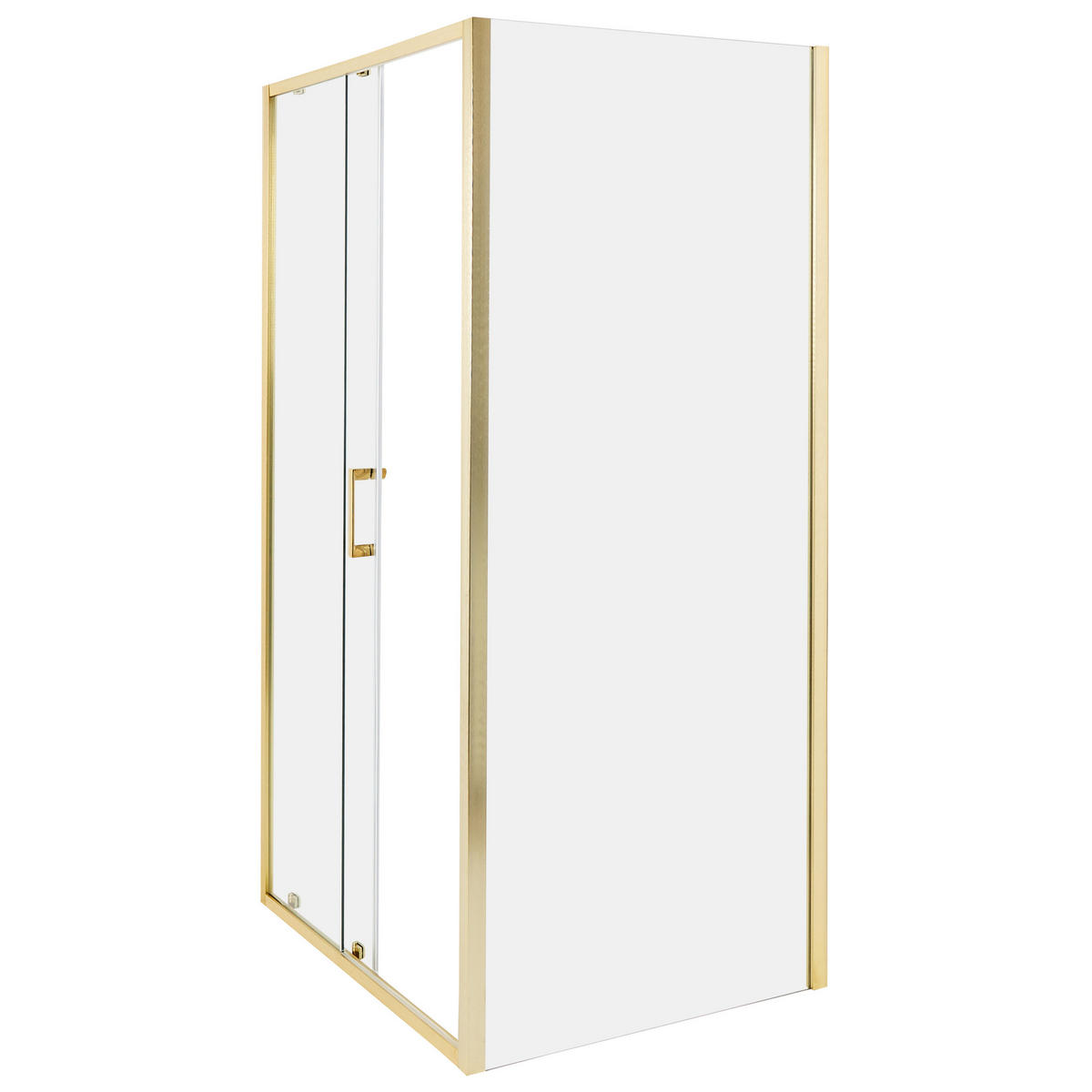 SPRCHOVÝ KOUT 80/100/185 cm Zlatý Yoro - zlatá/průhledná, sklo (80/100/185cm) - Beliani