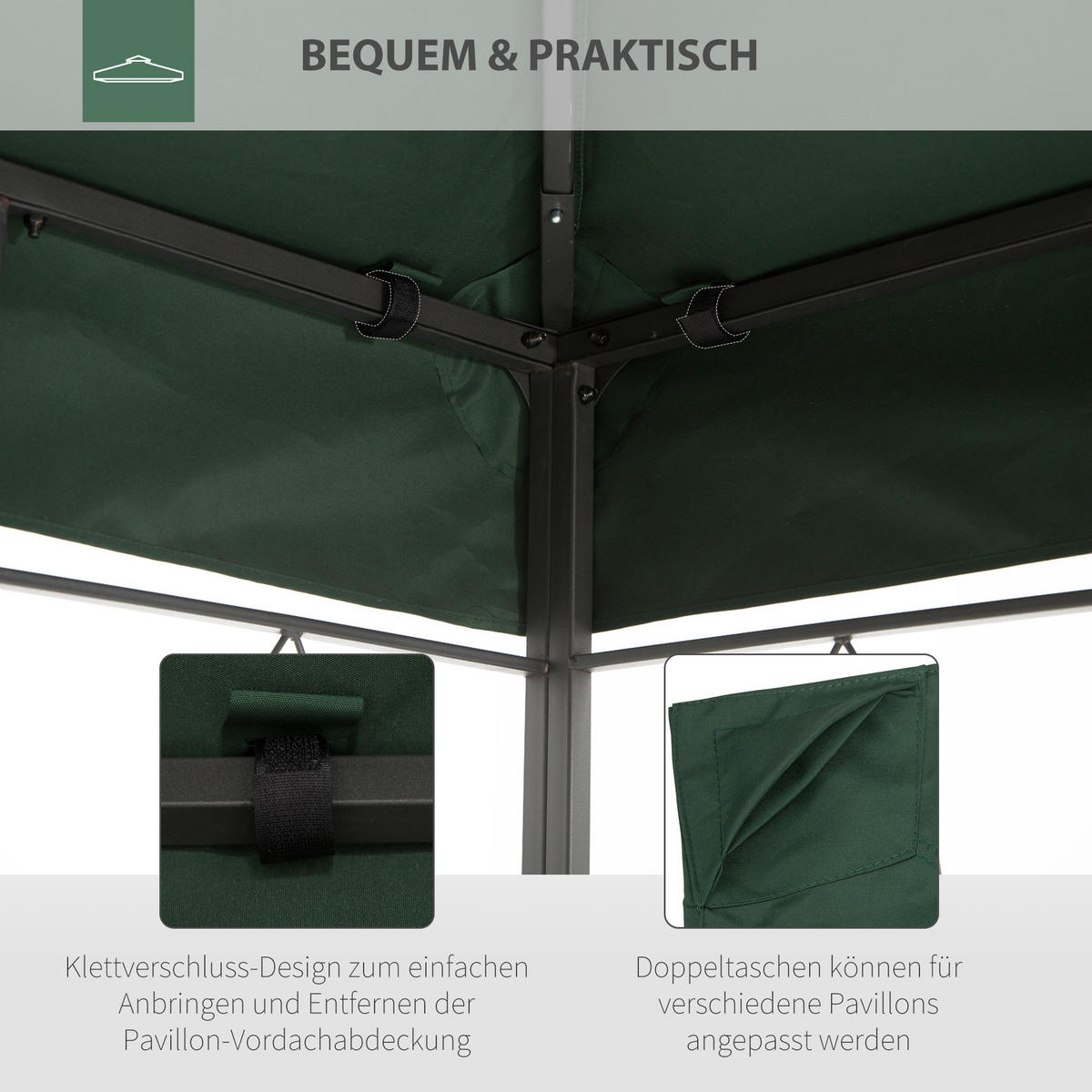 ERSATZDACH Pavillondach, Polyester, Grün - Grün, Kunststoff (400/20/300cm) - Outsunny