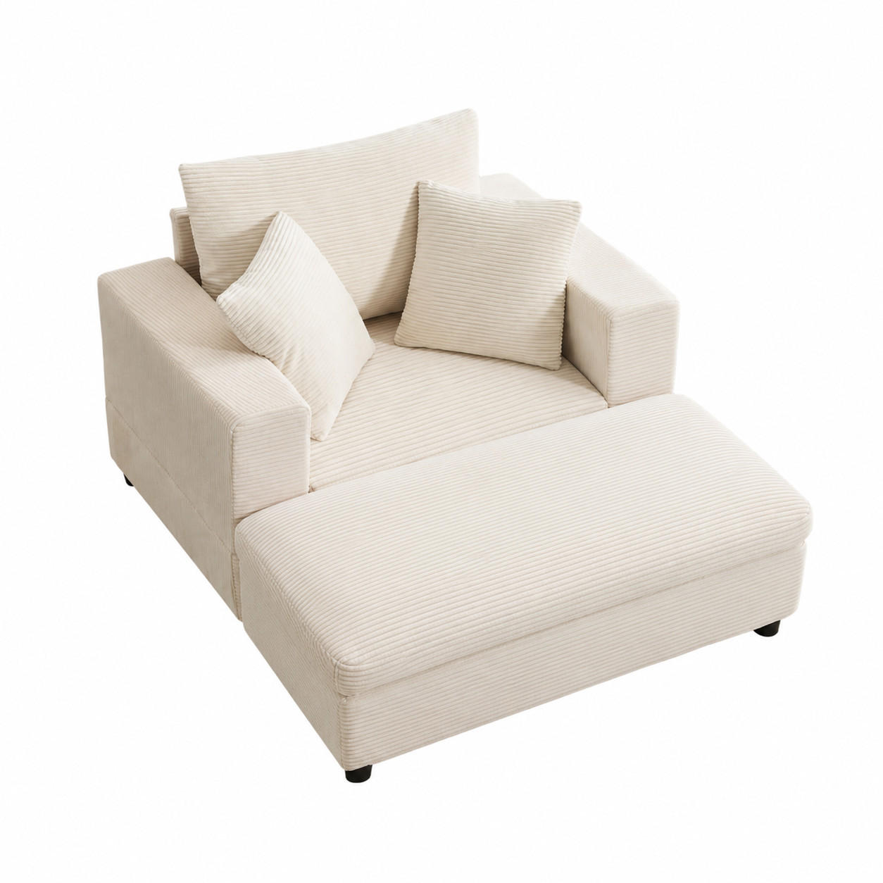 SOFA Cord Beige mit Stauraum - Beige, Holzwerkstoff/Kunststoff (137.5/89/81cm) - WISHDOR