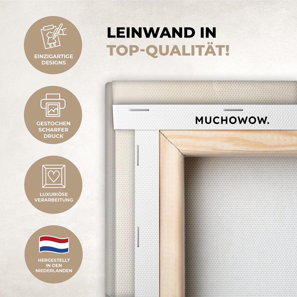 LEINWANDBILD Beige - Natur - Abstrakt - Modern Wohnzimmer 120x80 cm - Beige, Textil (120/80cm) - MuchoWow