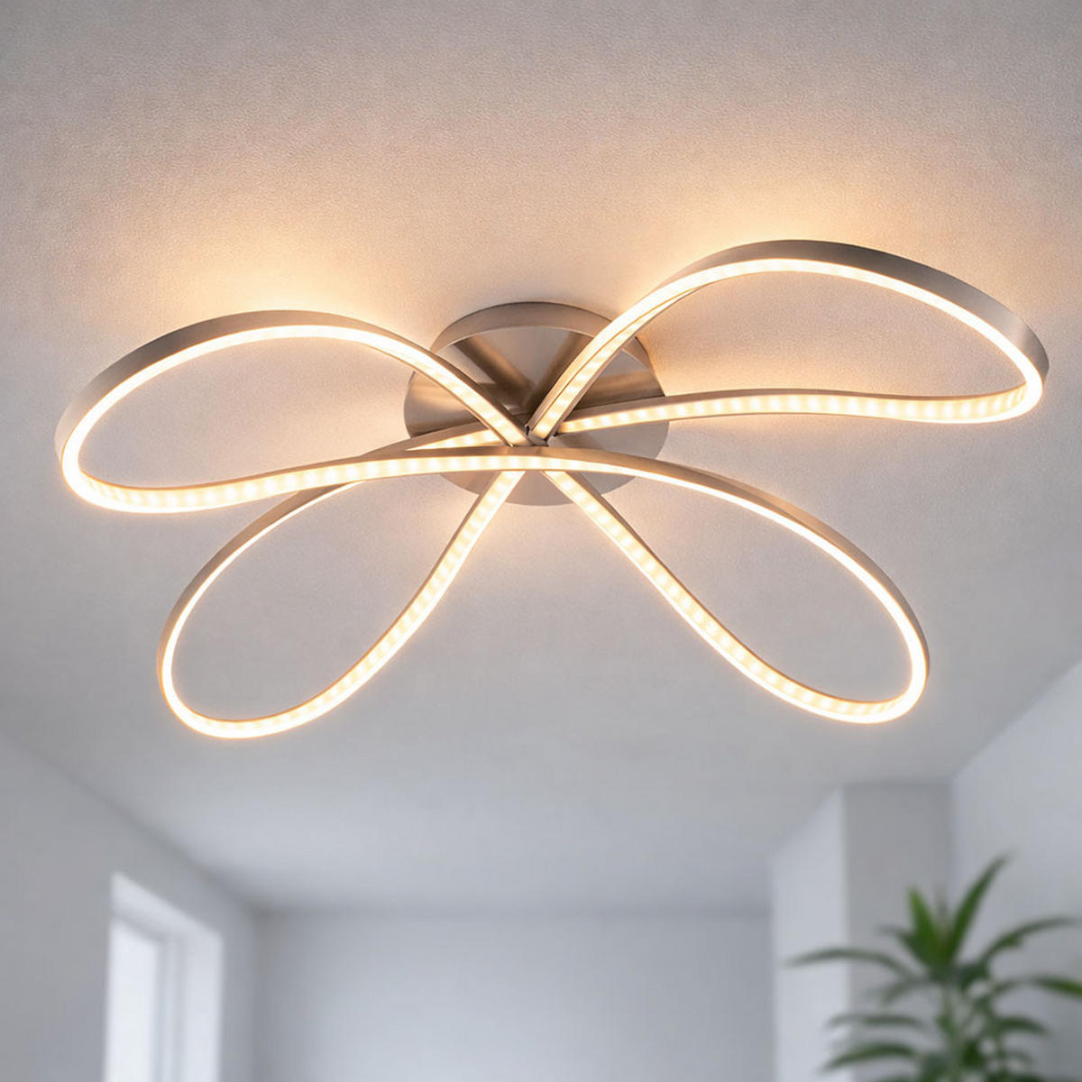 LED DECKENLEUCHTE Metall Silber - Silberfarben, Metall (75/65/23cm) - Globo Lighting