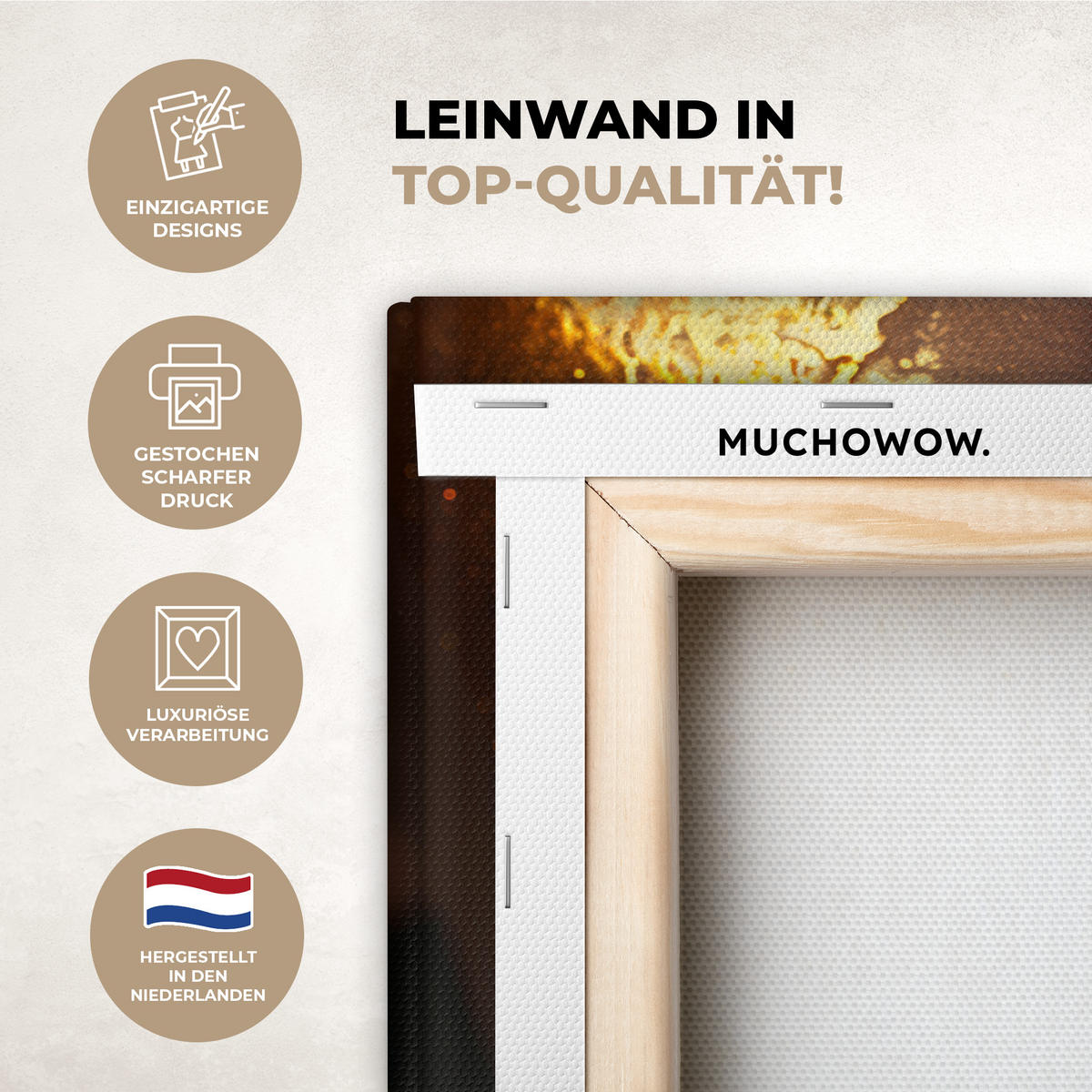 LEINWANDBILD Frau - Gold - Luxus - Porträt Wanddeko 90x60 cm - Goldfarben, Textil (90/60cm) - MuchoWow