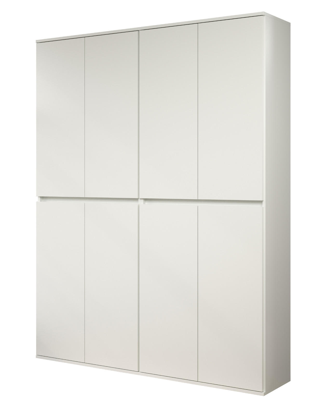 GARDEROBENSCHRANK weiß 148 x 191 cm, Schuhschrank 8-türig - Schwarz/Weiß, Holzwerkstoff/Kunststoff (148/191/34cm) - Top.Furn
