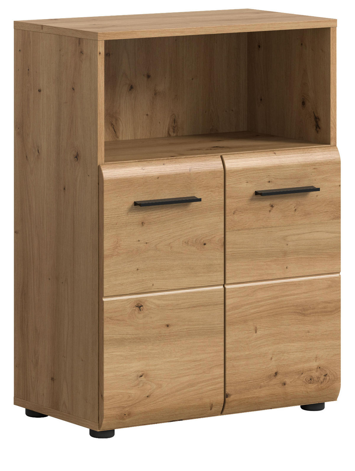 MIDISCHRANK in Eiche Artisan, Badezimmer Kommode 2-türig, 60 x 80 cm - Schwarz/Eiche Artisan, Holzwerkstoff/Kunststoff (60/80/30cm) - Inn.Furn