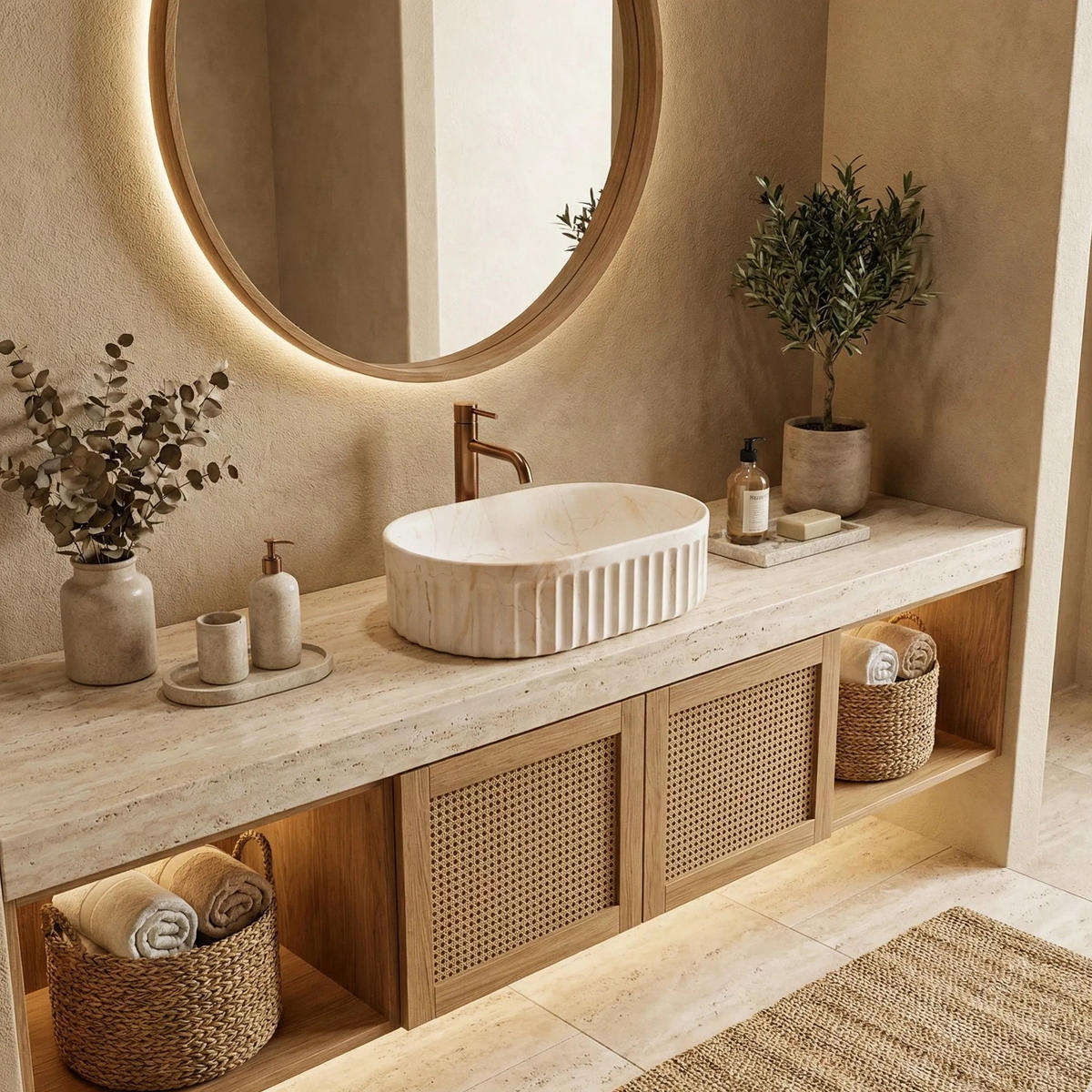 AUFSATZWASCHBECKEN Rea Georgia - Beige, Keramik (35/14.5/55.5cm) - REA