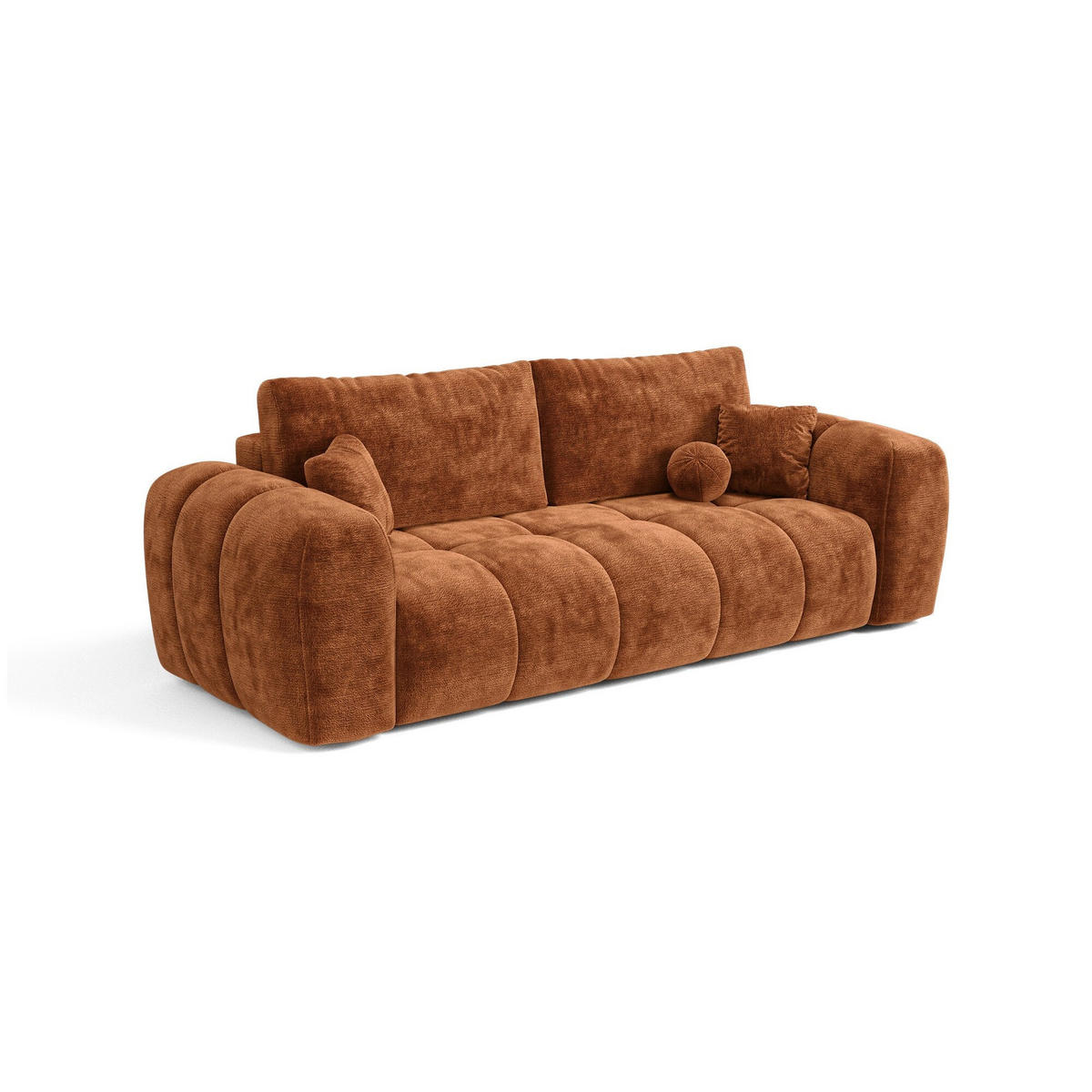 SCHLAFSOFA mit Stauraum SKY Geprägter Samt Terrakotta 260cm - Dunkelorange/Terracotta, Textil (260/75/100cm) - Premium Interiors