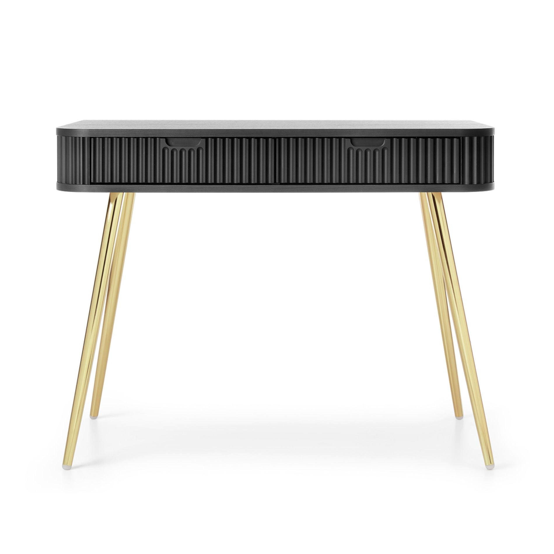 SCHMINKTISCH Zova Schwarz mit goldenen Beinen 110 cm - Goldfarben/Schwarz, Holzwerkstoff/Metall (49/103/80cm) - Selsey