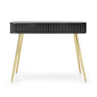 SCHMINKTISCH Zova Schwarz mit goldenen Beinen 110 cm - Goldfarben/Schwarz, Holzwerkstoff/Metall (49/103/80cm) - Selsey