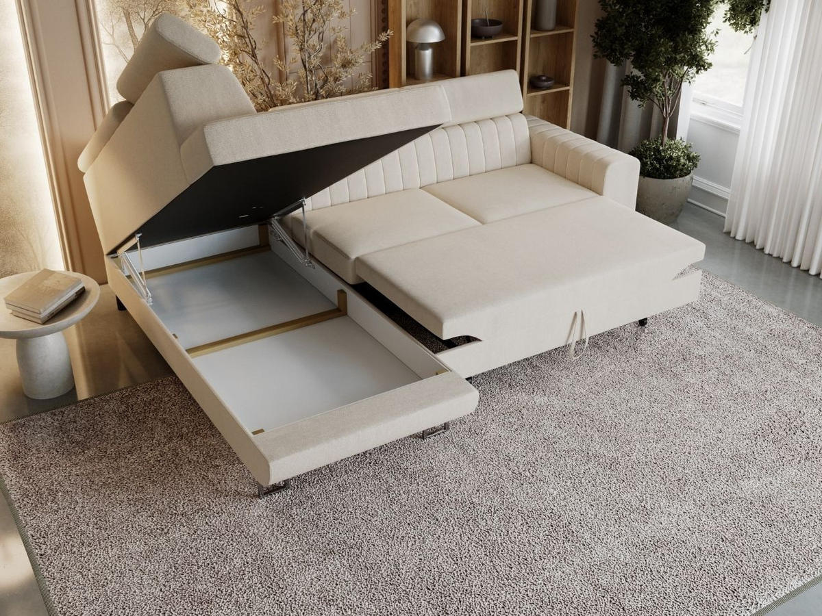 ECKSOFA Berona Beige Links - Beige, Holz/Textil (255/190cm) - Graingold