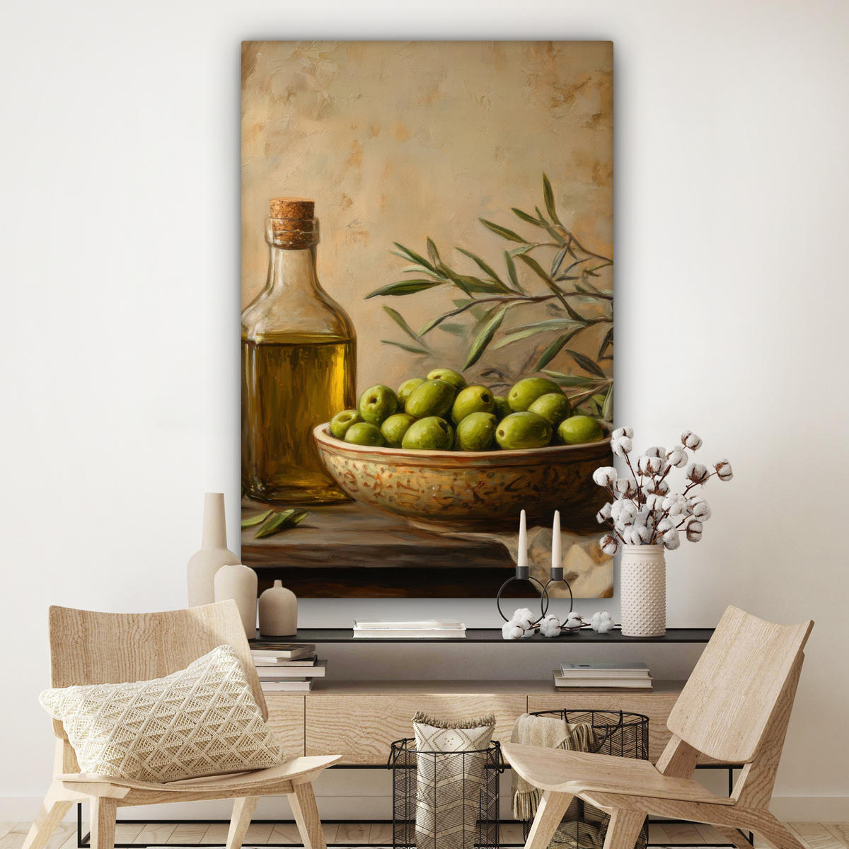 SLIKA NA PLATNU Olive 90x140 cm - olivno zelena, tekstil (90/140cm) - MuchoWow