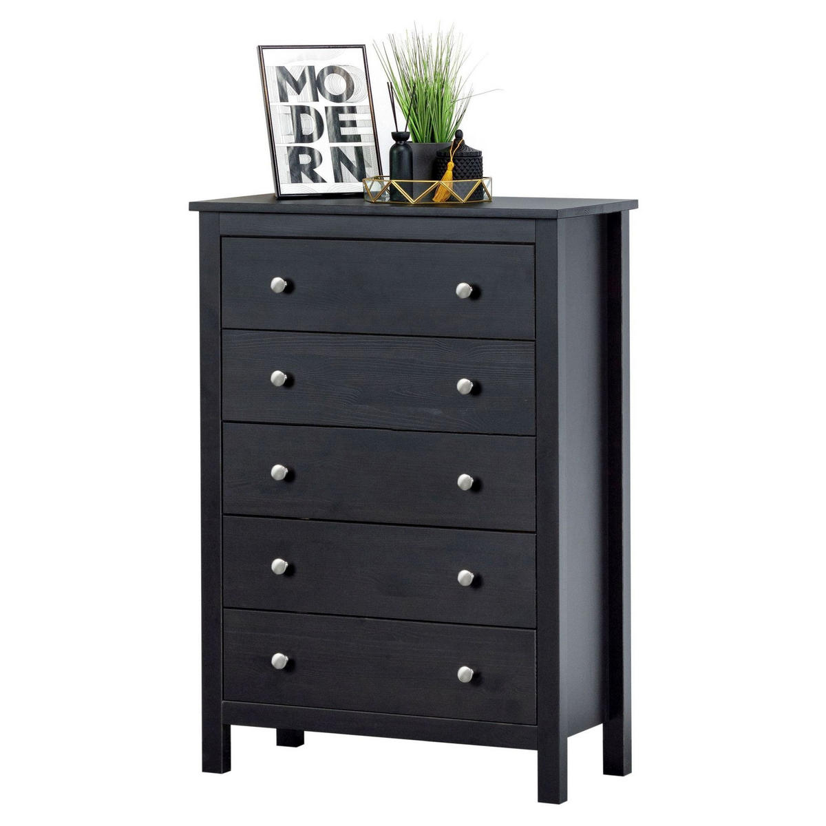 KOMMODE Massivholz 37/106/75 cm - Schwarz, Holz (106/75/37cm) - hagge home