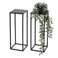 BLUMENHOCKER 2x Metall Schwarz 50 cm Eckig 96315 - Schwarz, Metall (18/50/18cm) - DanDiBo