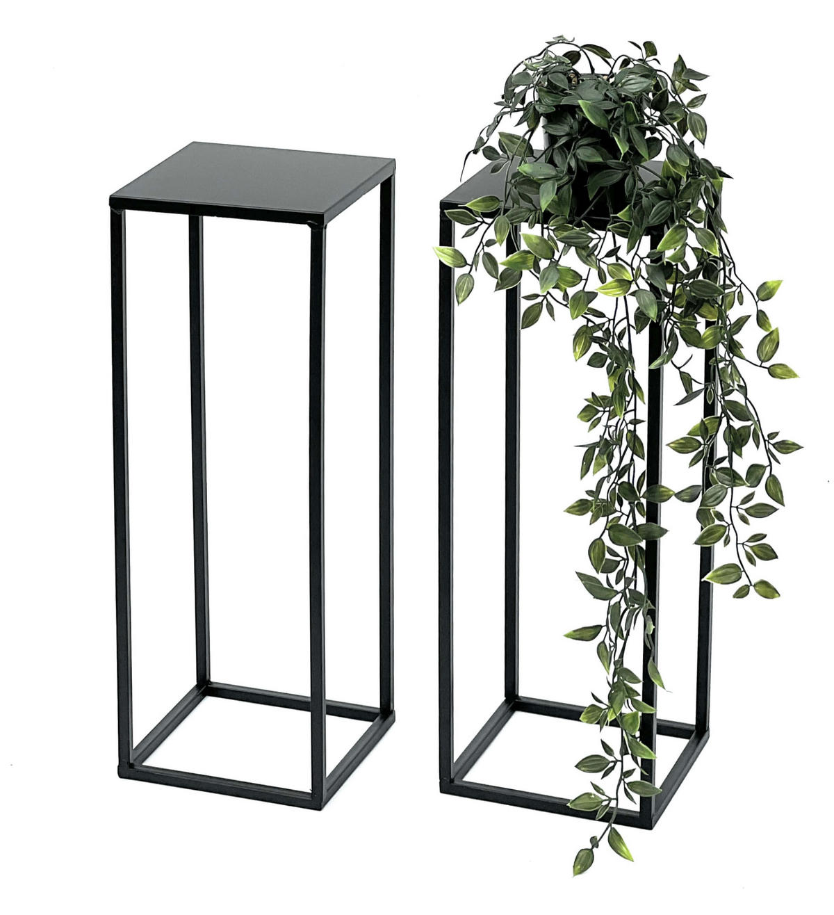 BLUMENHOCKER 2x Metall Schwarz 50 cm Eckig 96315 - Schwarz, Metall (18/50/18cm) - DanDiBo