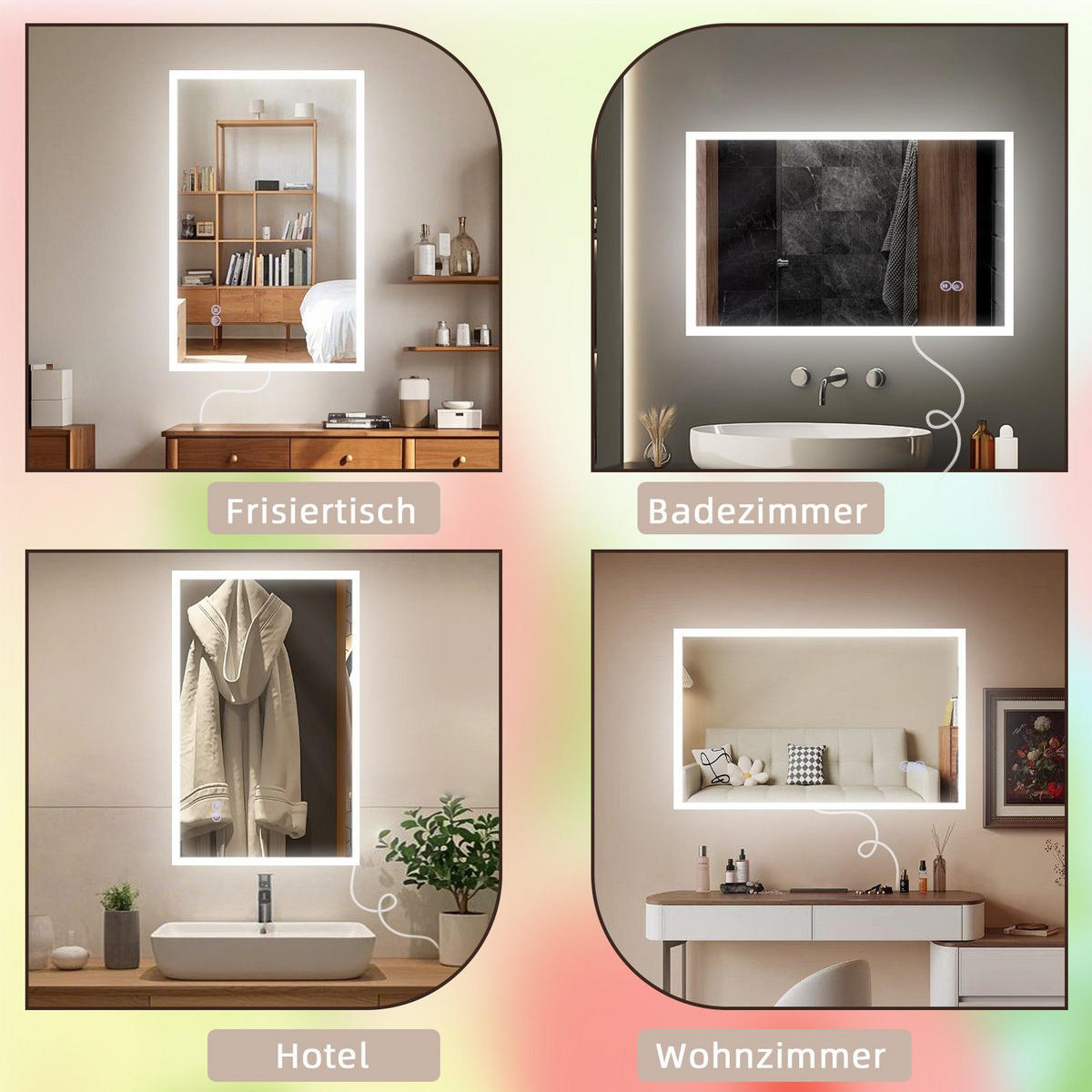 BADEZIMMERSPIEGEL Reddy mit LED-Leuchte 100/60 cm - Weiß, Glas (100/2.9/60cm) - Nettlife