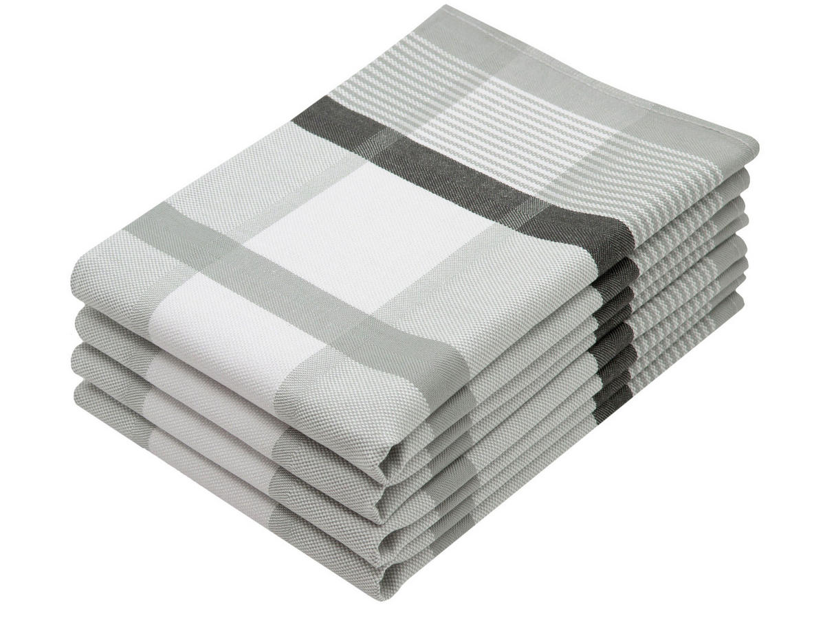 GESCHIRRTÜCHER, 4er-Set, 50x70 cm, 100% Baumwolle, Grau - Grau, Textil (50/70cm) - Zollner