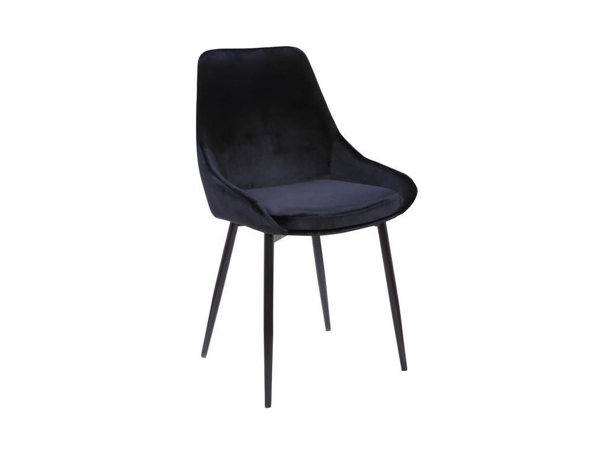 STUHL 2er-Set - Samt & Schwarzes Metall - Schwarz - MASURIE - Schwarz, Textil (56/85.5/49cm) - Vente-Unique